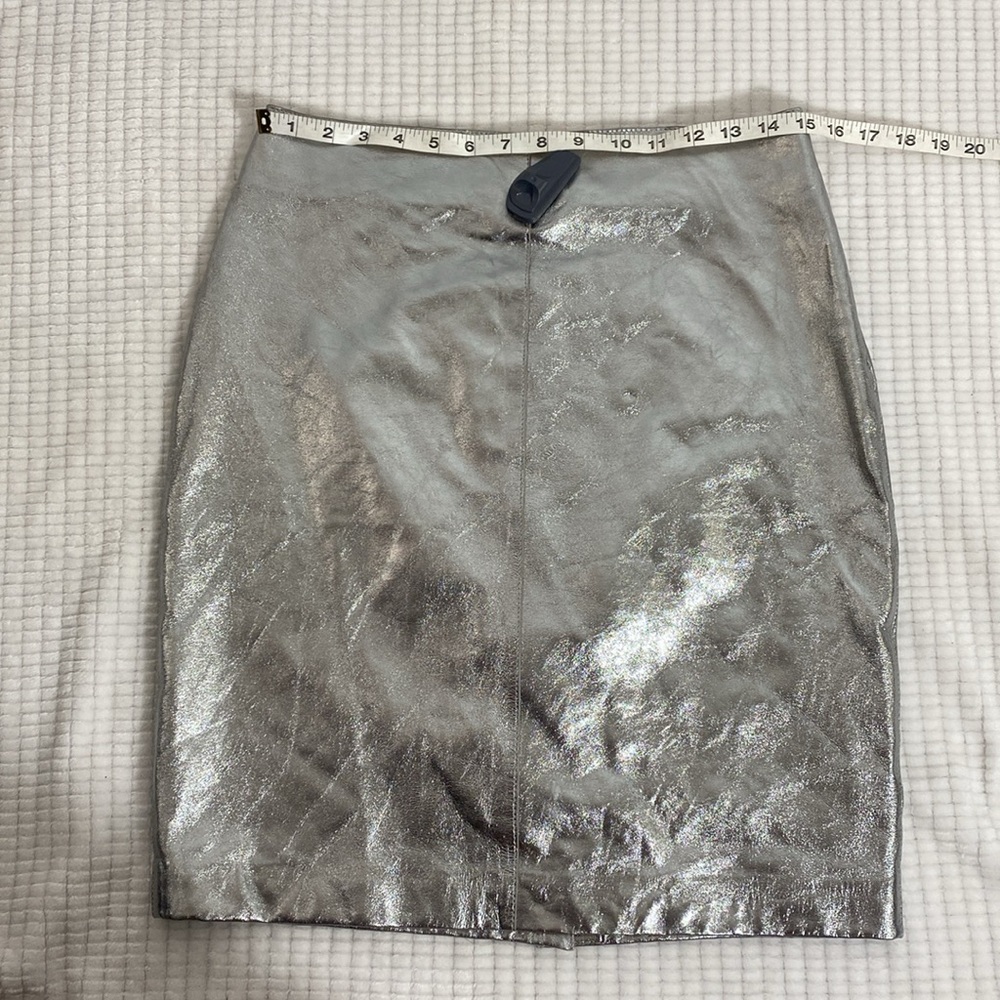 Massimo Dutti Leather skirt Never worn Silver, Leather Size L 100% Sheep Leather - Picture 6 of 16